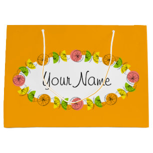Citrus Oval Orange Name gift bag large