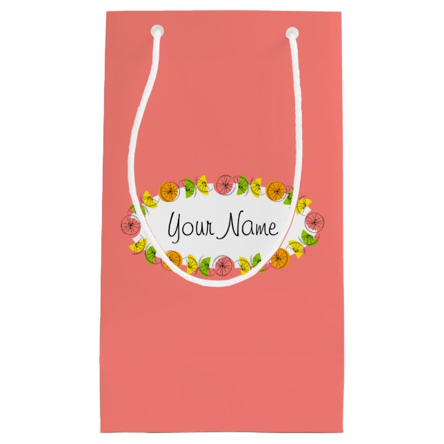 Citrus Oval Pink Name gift bag small (Front)