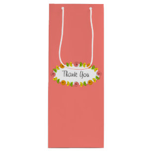 Citrus Oval Pink Thank You gift bag wine