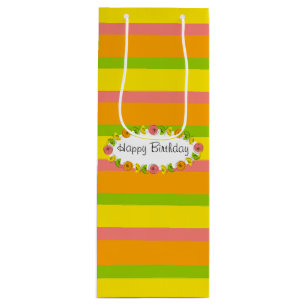 Citrus Oval Stripe Classic Birthday gift bag wine