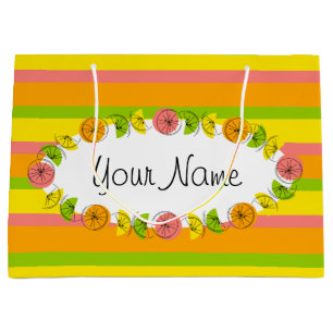 Citrus Oval Stripe Classic Name gift bag large