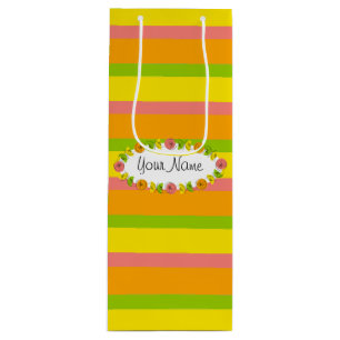 Citrus Oval Stripe Classic Name gift bag wine