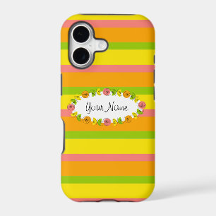 Citrus Oval Stripe Classic Name iPhone case
