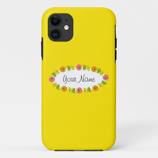 Citrus Oval Yellow Name iPhone case (Back)