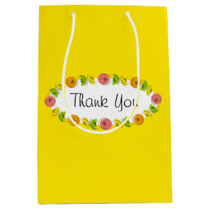 Citrus Oval Yellow Thank You medium Gift Bag