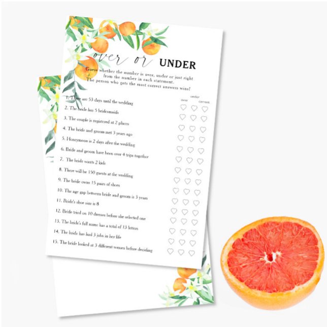 Citrus - Over or under bridal shower game (Creator Uploaded)