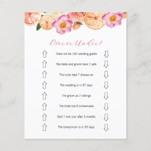 Citrus Over or Under Bridal Shower Game 