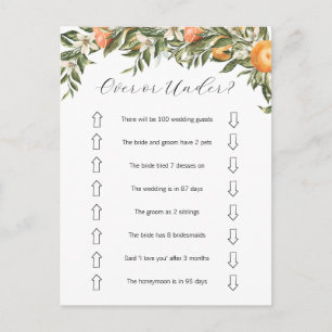 Citrus Over or Under Bridal Shower Game  Postcard