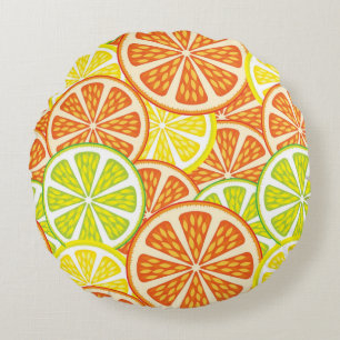 Citrus Pattern 2 Round Pillow