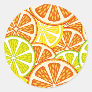 Citrus pattern classic round sticker
