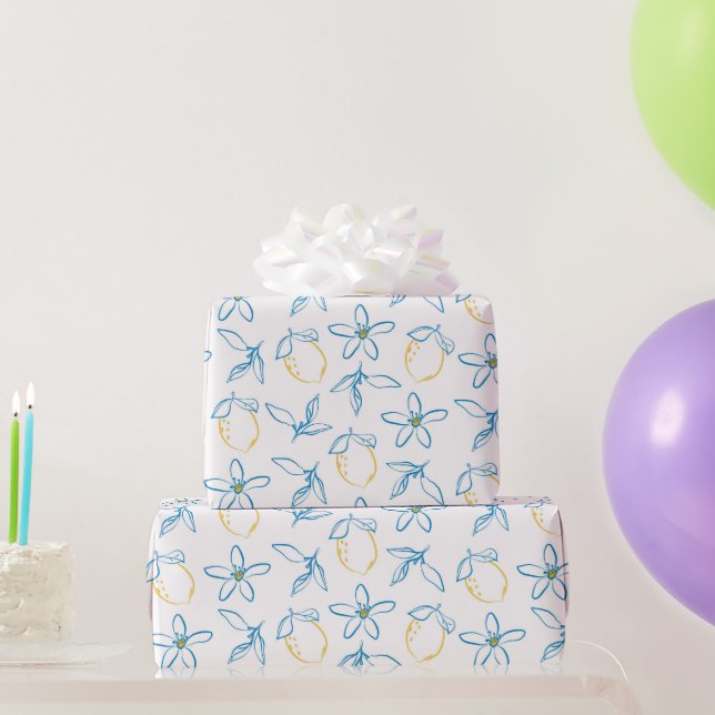 Citrus Pattern Hand Drawn Wrapping Paper Roll (Party Gifts)
