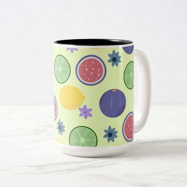 Citrus Pattern Mug – Lemon, Fig & Lime (Front Right)