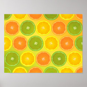 Citrus Pattern...Orange, lime and lemon Poster