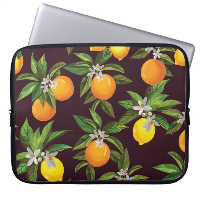 Citrus Pattern, Vintage Lemons Oranges. Laptop Sleeve (Front)