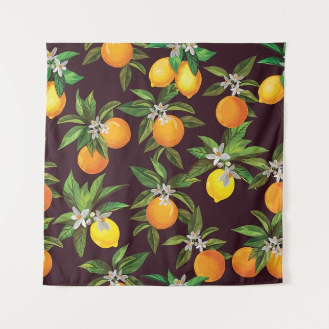 Citrus Pattern, Vintage Lemons Oranges. Tapestry (Front)