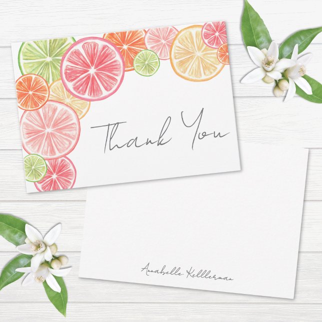 Citrus Personalized Name Thank You Card (Citrus Personalized Name Thank You Card)