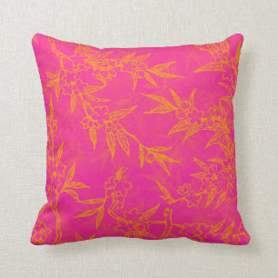 Citrus Pink and Orange Flowers Throw Pillow