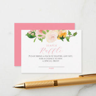 Citrus Pink Baby Shower Diaper Raffle Enclosure Card