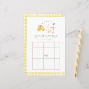 Citrus pink bow lemon baby shower bingo Game