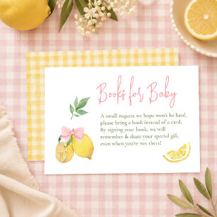 Citrus pink bow lemon baby shower enclosure card