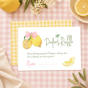Citrus pink bow lemon baby shower enclosure card