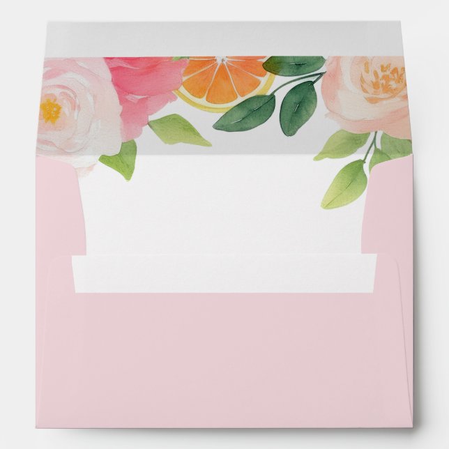 Citrus Pink Floral Baby Shower Envelope (Back (Bottom))