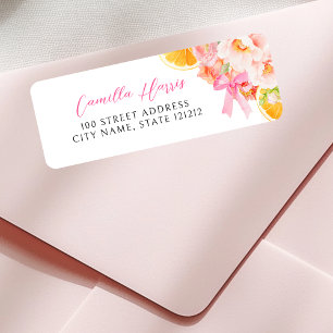 Citrus Pink Floral Return Address Label