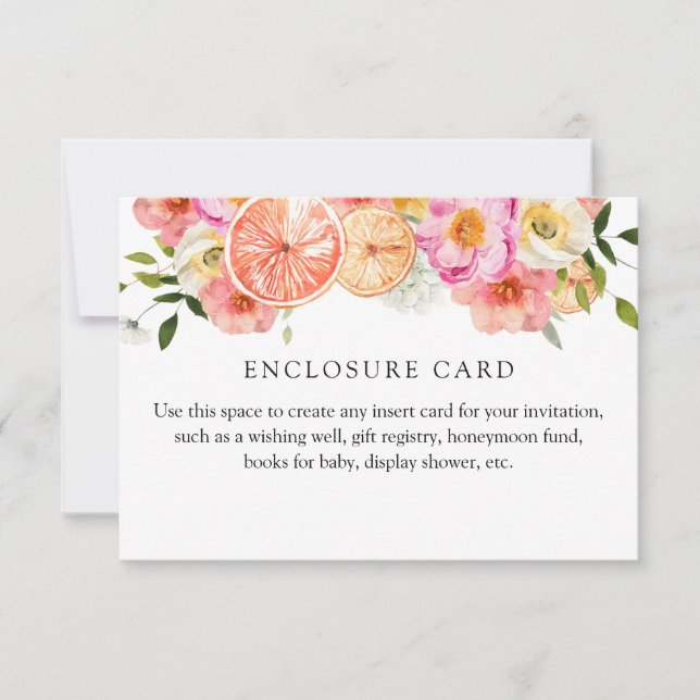Citrus Pink Flowers Custom Enclosure Card (Front)