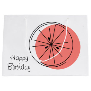 Citrus Pink Happy Birthday gift bag large