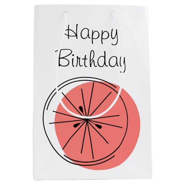 Citrus Pink Happy Birthday gift bag medium (Front)