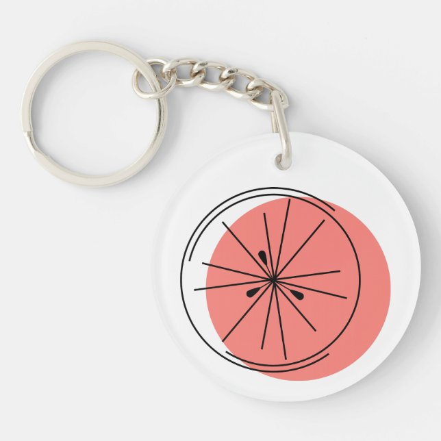 Citrus Pink Monogram circle double-sided Keychain (Front)