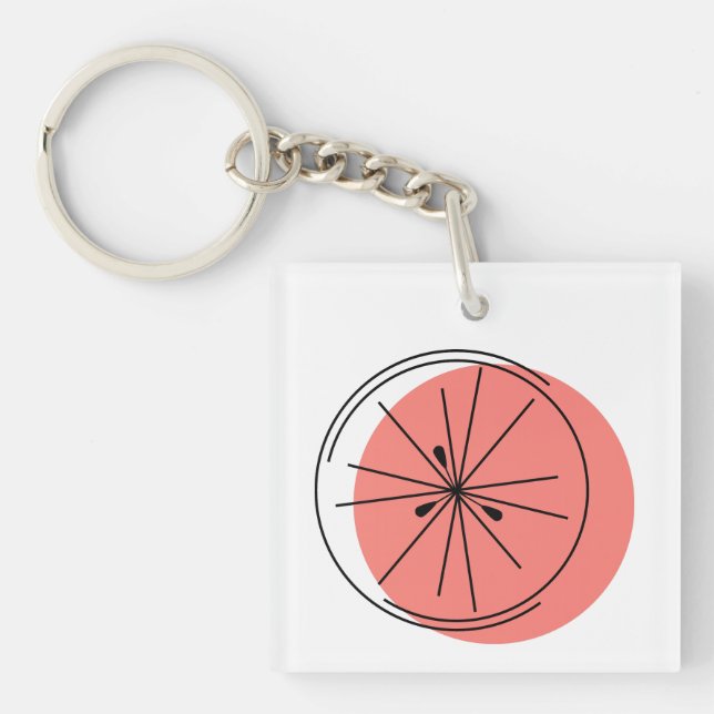 Citrus Pink Text square double-sided Keychain (Front)