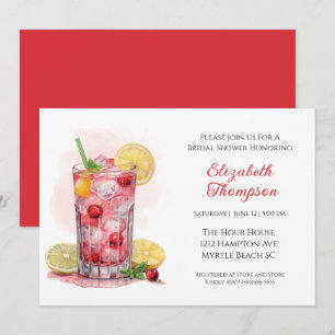 Citrus Red Fruit Drink Cocktail  Bridal Shower   Invitation