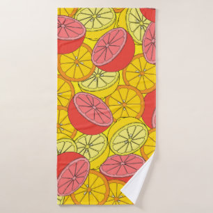 Citrus seamless pattern many oranges, lemons, grap bath towel