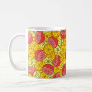 Citrus seamless pattern many oranges, lemons, grap coffee mug