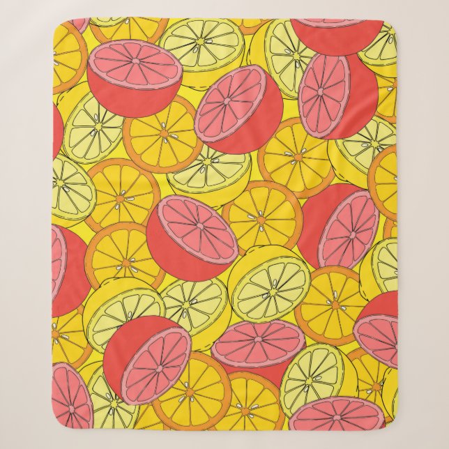 Citrus seamless pattern many oranges, lemons, grap sherpa blanket (Front)