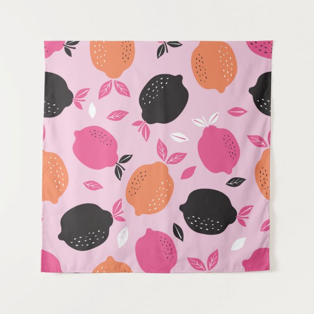 Citrus seamless pattern textile. illustration back tapestry (Front)