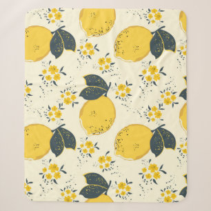 Citrus seamless pattern with colorful yellow lemon sherpa blanket