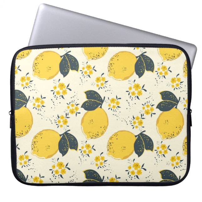 Citrus seamless pattern with colourful yellow lemo laptop sleeve (Front)