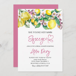 Citrus She Found Her Main Squeeze Bridal Shower  Invitation