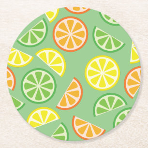 Citrus Slice Fruit 1st Birthday Party Round Paper Coaster