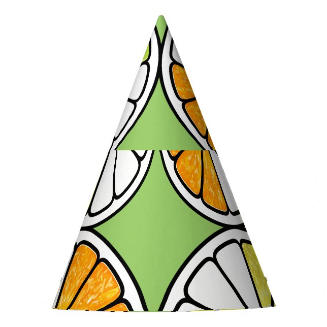 Citrus Slice Fruit, Summer Seamless. Party Hat (Front)