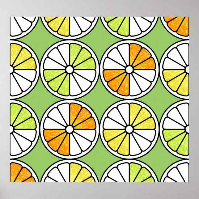 Citrus Slice Fruit, Summer Seamless. Poster (Front)