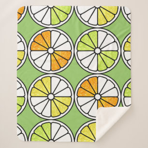 Citrus Slice Fruit, Summer Seamless. Sherpa Blanket