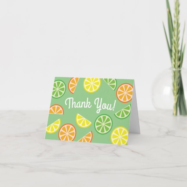 Citrus Slice Fruit Thank You 1st Birthday Cards (Front)