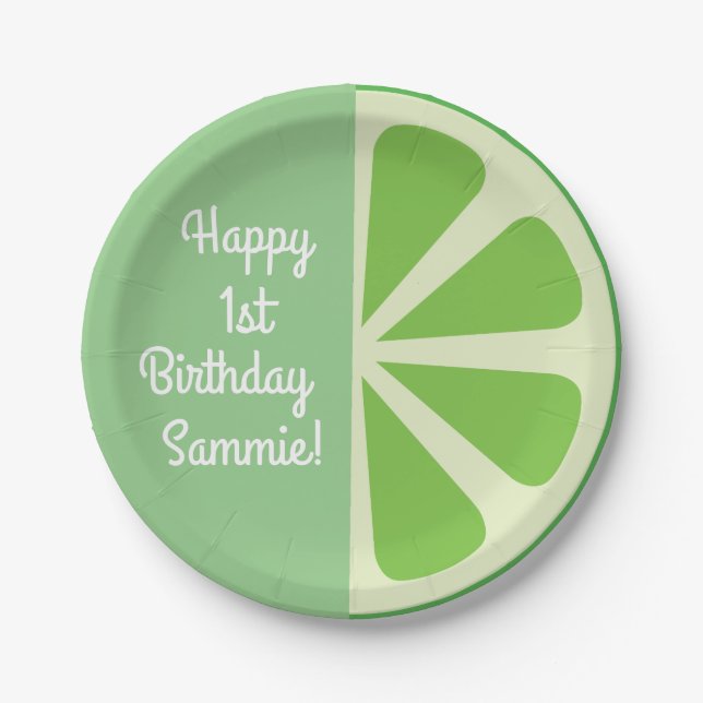 Citrus Slice Kid's Birthday Paper Plate (Front)