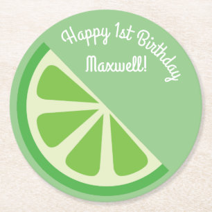 Citrus Slice Kid's Birthday Summer Round Paper Coaster