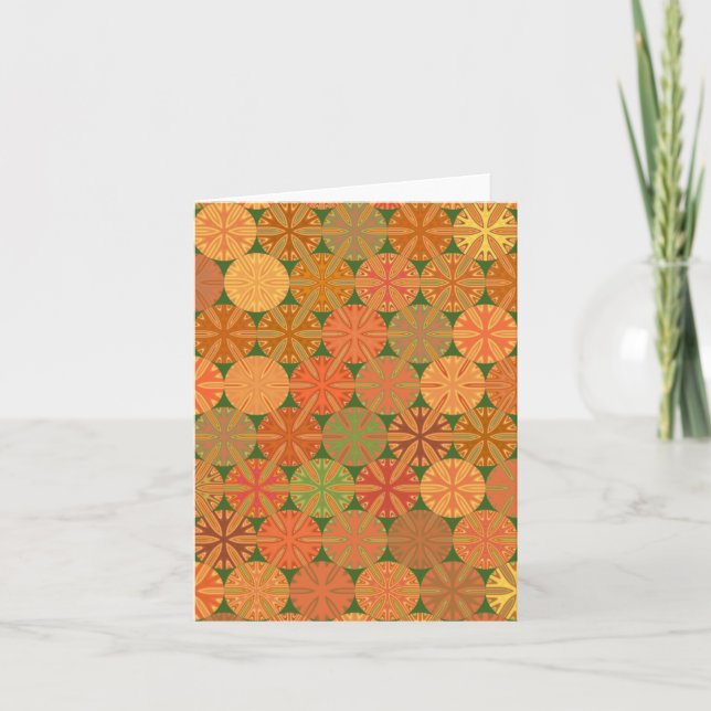 Citrus Slices Geometric on Green Note Card (Front)