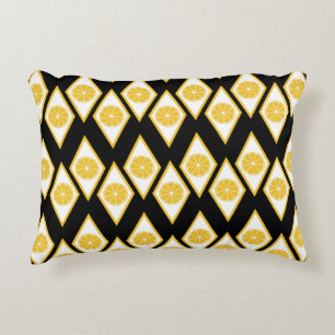 Citrus Slices in Modern Diamond Pattern Accent Pillow