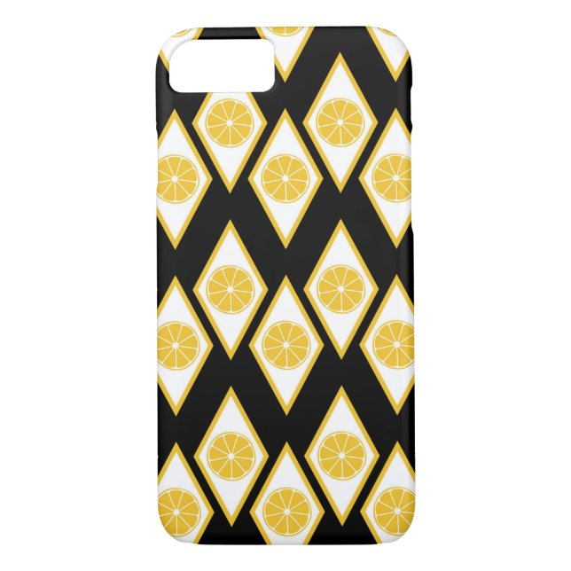 Citrus Slices in Modern Diamond Pattern Case-Mate iPhone Case (Back)